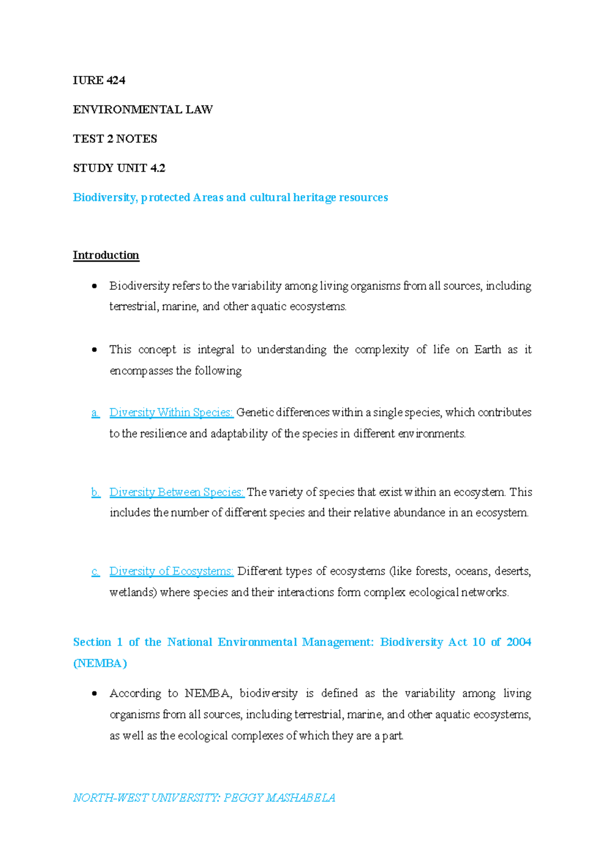 IURE 424 SU 4.2 notes - IURE 424 ENVIRONMENTAL LAW TEST 2 NOTES STUDY ...