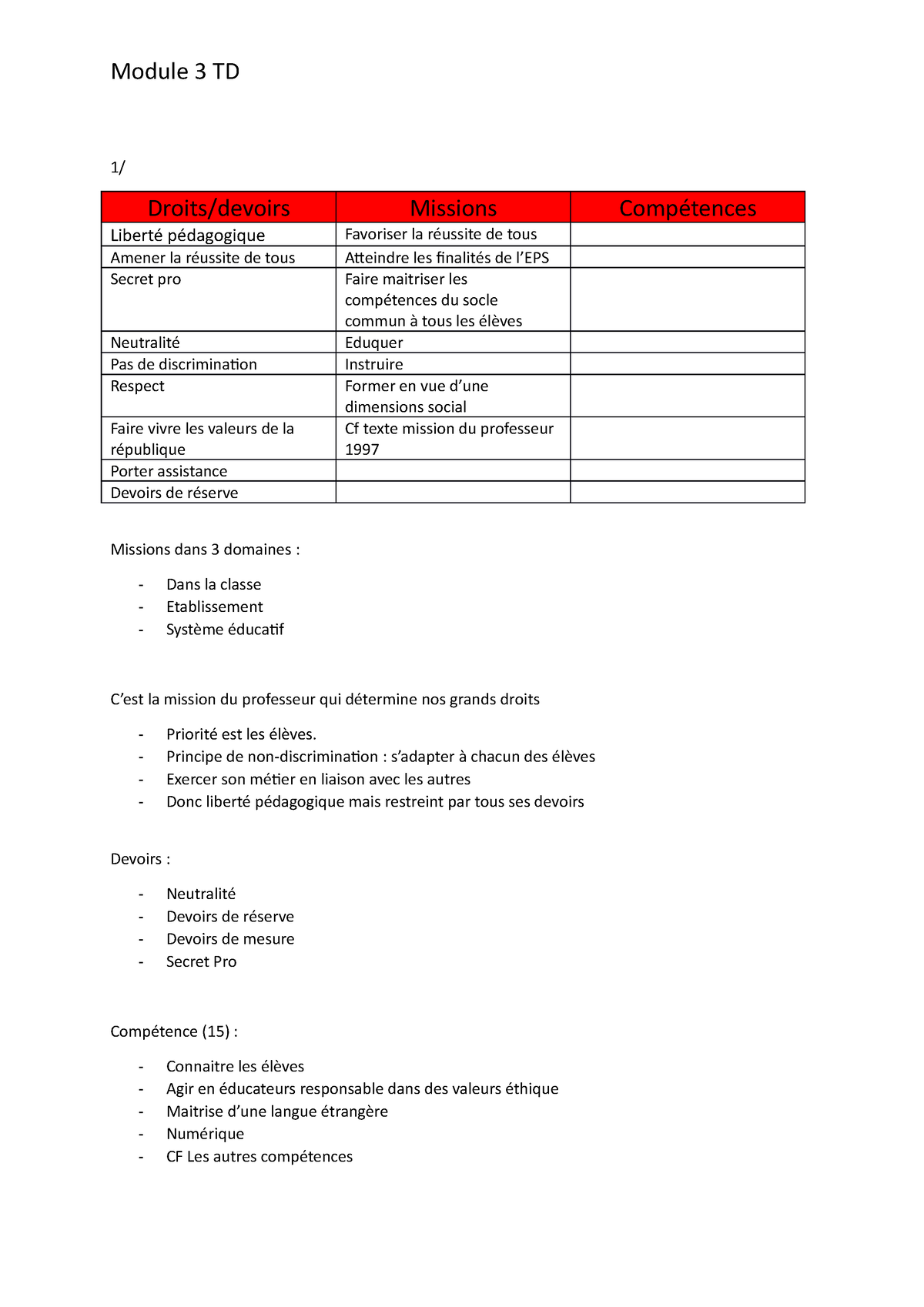 Module 3 The TD - Cours Et Diapo Oral 3 De M1 STAPS - Module 3 TD 1 ...