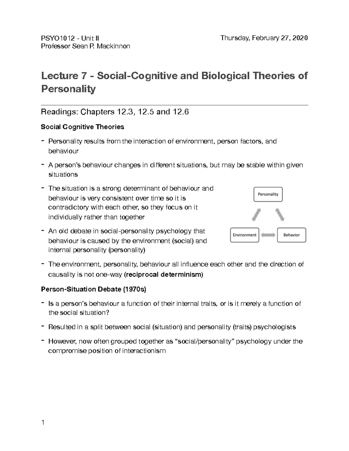 Unit 2 Lecture 7 - Social-Cognitive And Biological Theories Of ...