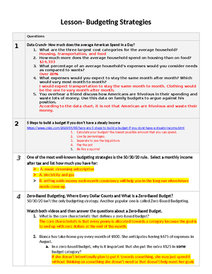 RAMSEY LESSON 2 CHAPTER 3 ACTIVITY - Becoming a Millionaire CHAPTER 3 ...