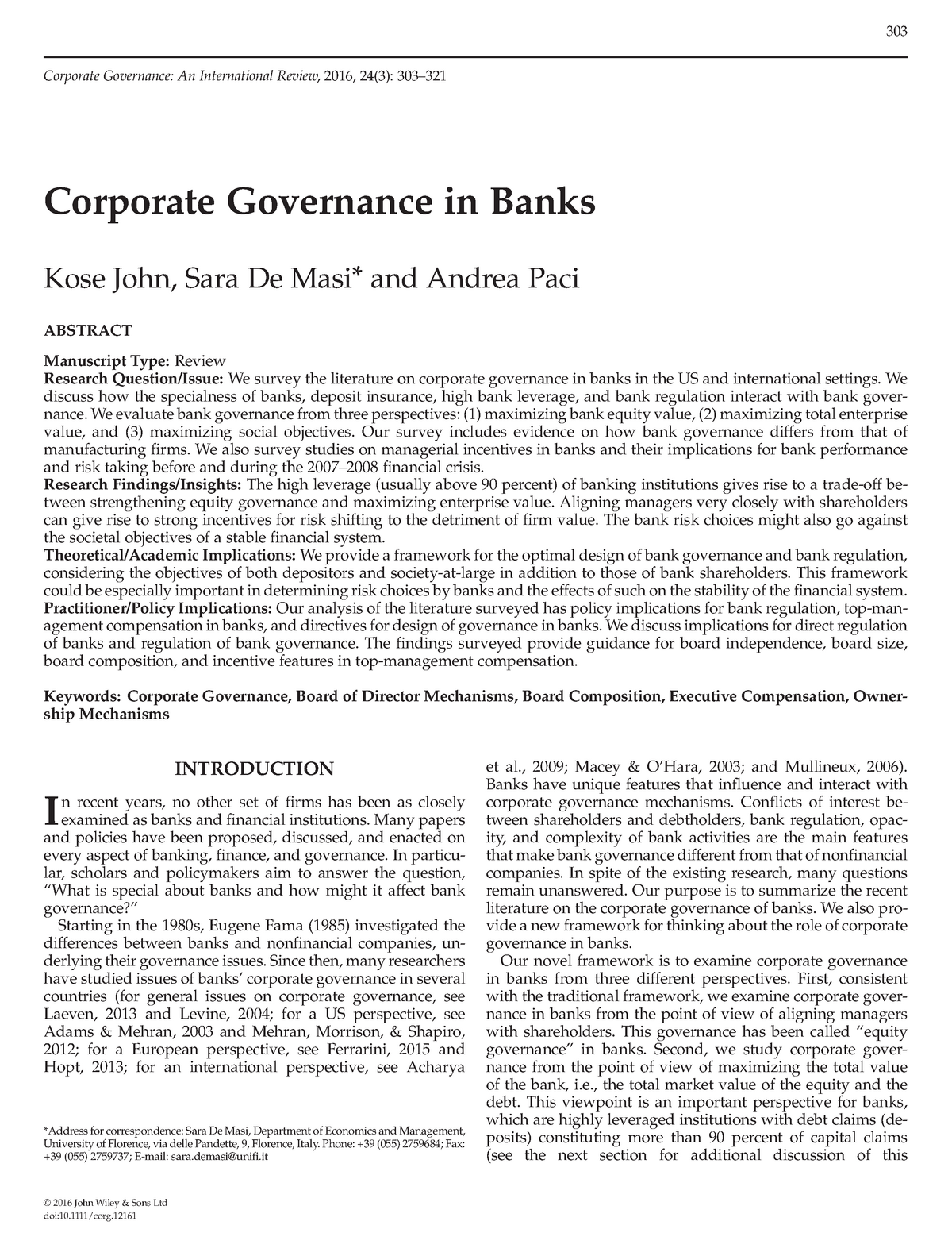 case study on corporate governance in banks