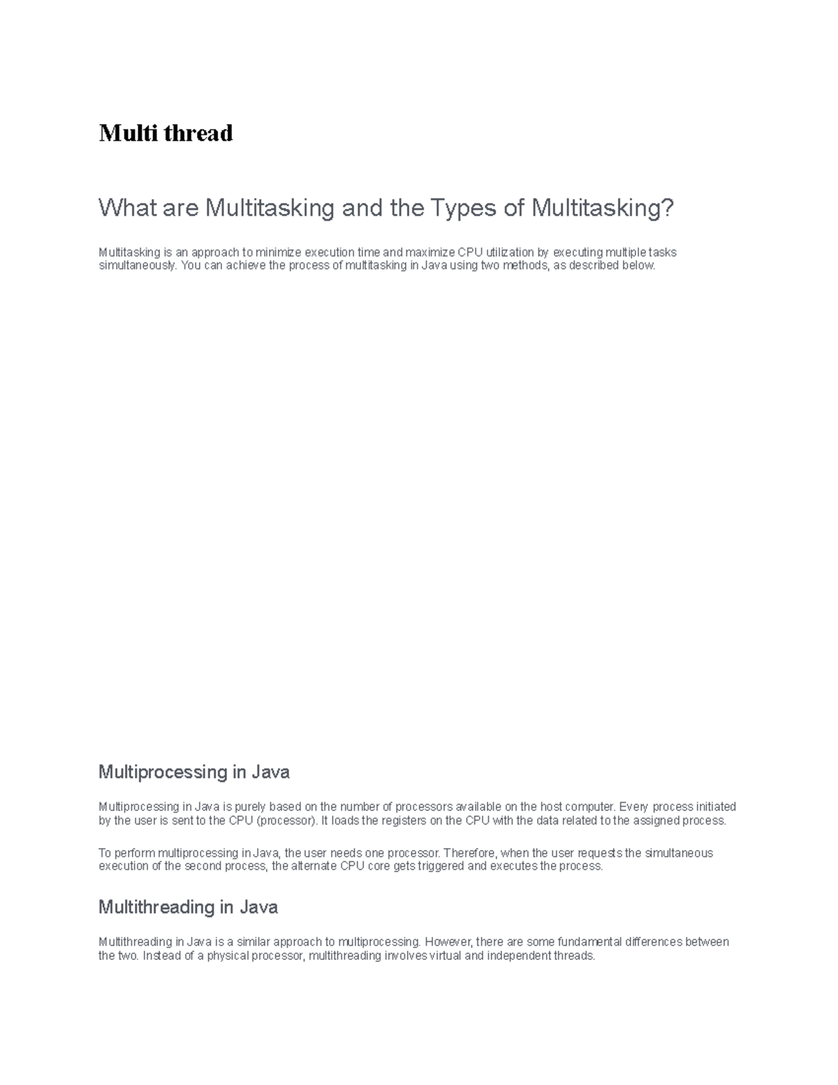 Multi thread 02(unit 3) - Multi thread What are Multitasking and the ...