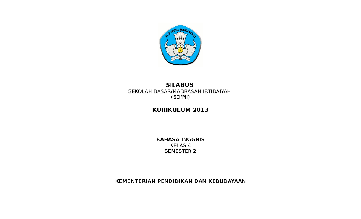 Silabus B.Inggris Kelas 4 Semester 2 K13 (Websiteedukasi - SILABUS ...