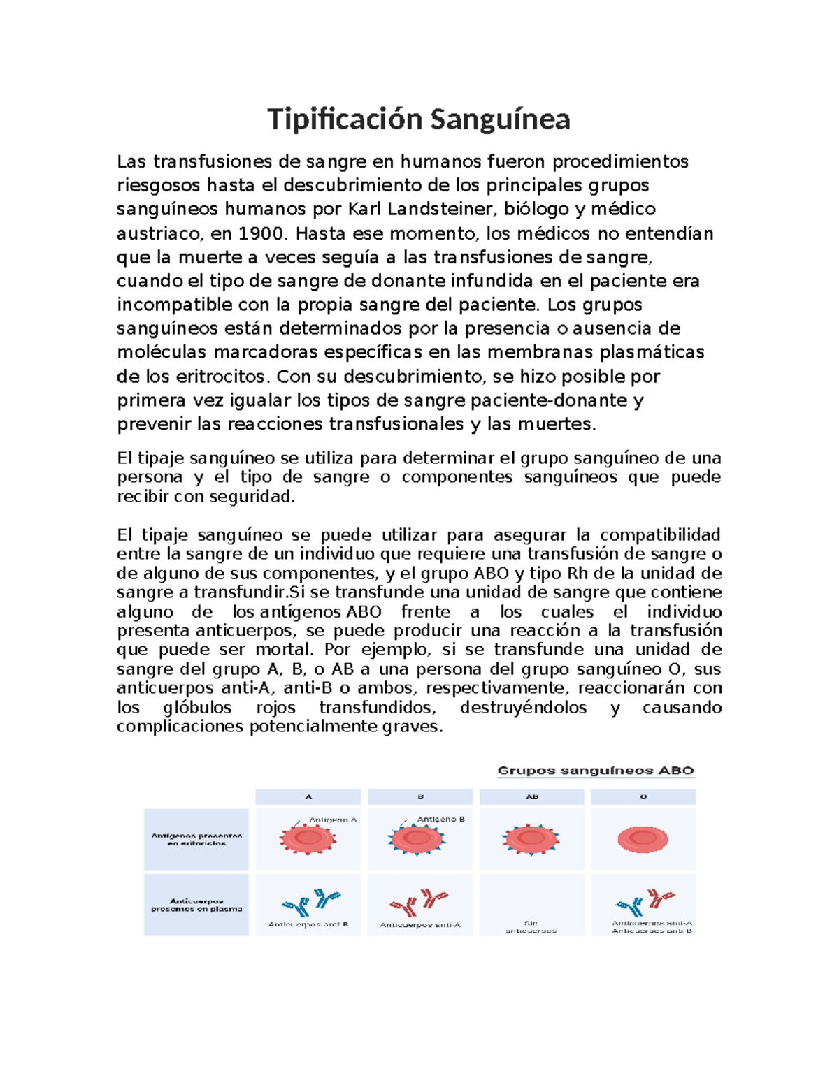 Tipificacion Sanguinea - Tipificación Sanguínea Las transfusiones de ...