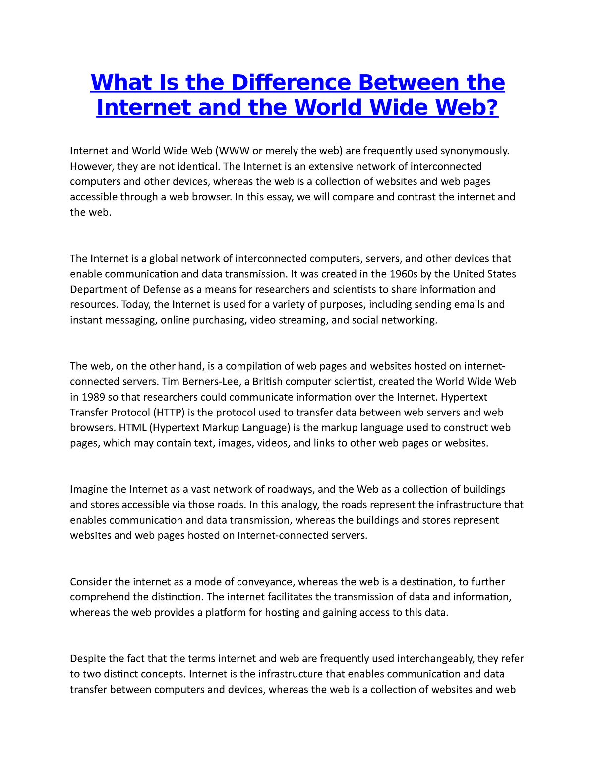 what is world wide web essay