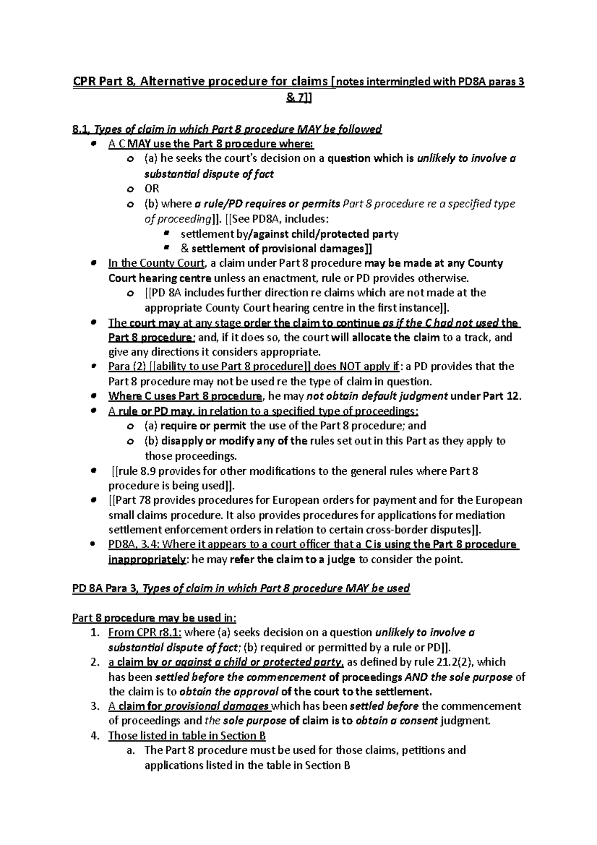 Part 8 2018 Part 8 2018 CPR Part 8, Alternative procedure for