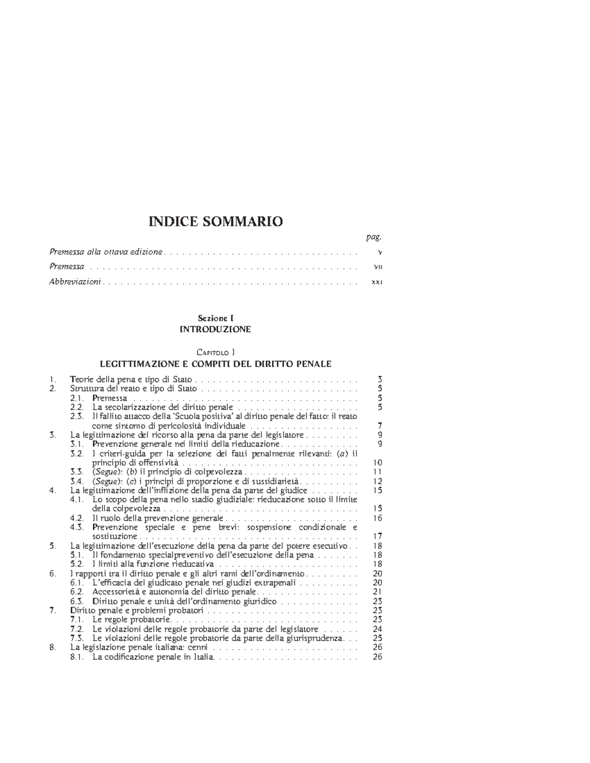 Indice Del Manuale Marinucci Dolcini Gatta Indice Sommario Pag