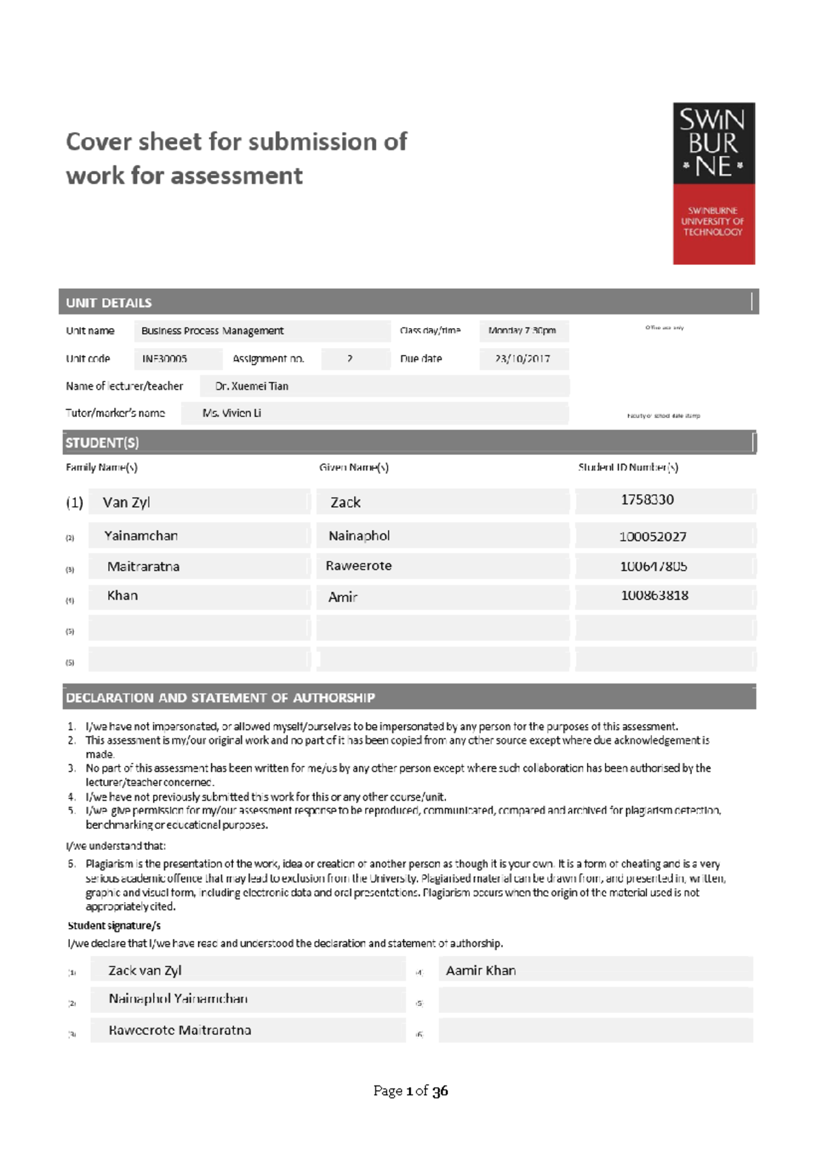 Final assignment 3 - Page 1 of 37 Swinburne University of Technology ...