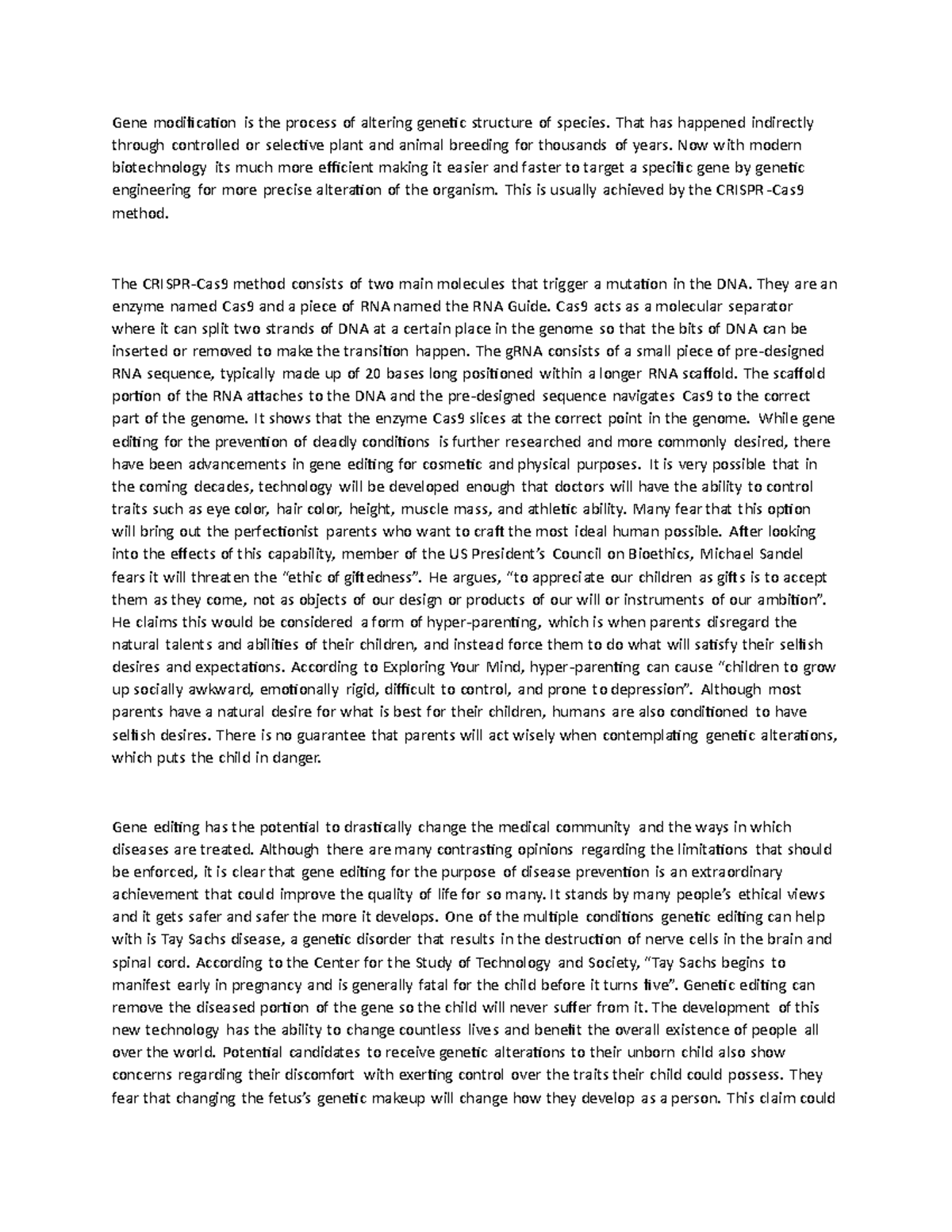 DES 11 SUMMARY Gene Modification Is The Process Of Altering Genetic