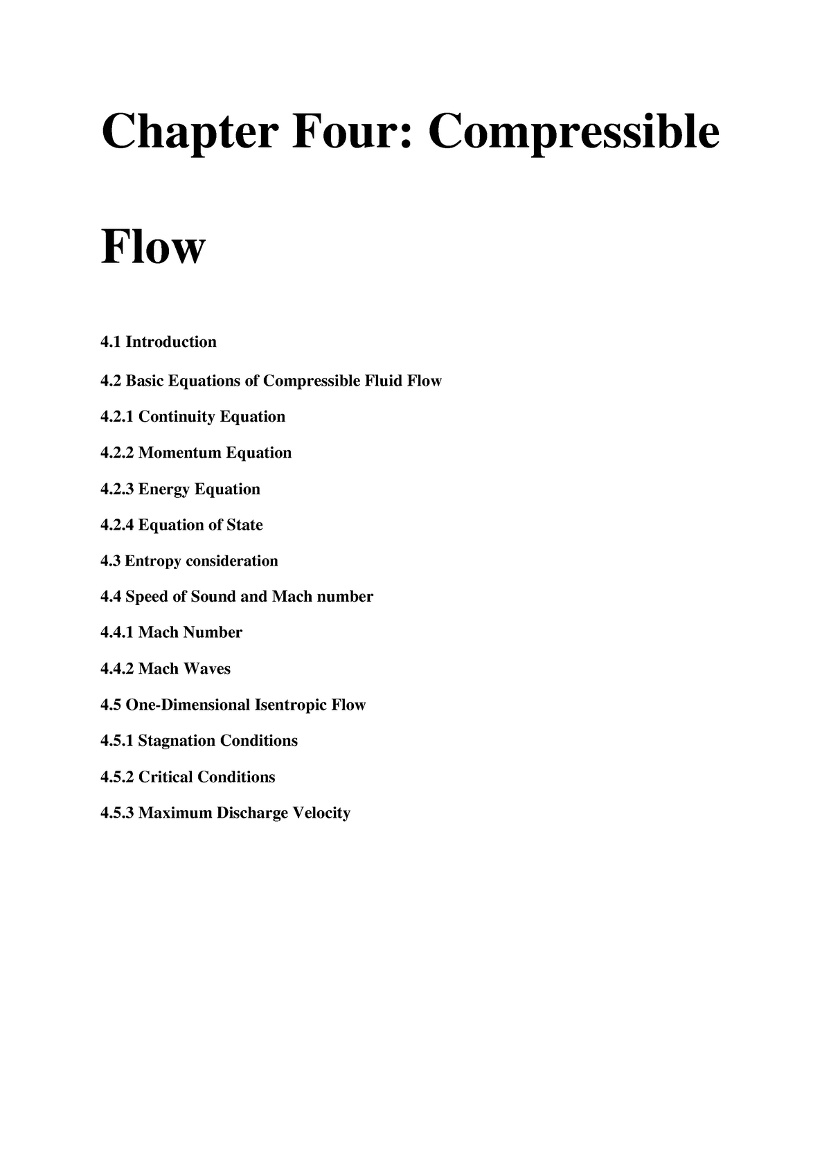 Chapter 4 Compressible Flow - Chapter Four: Compressible Flow 4 ...