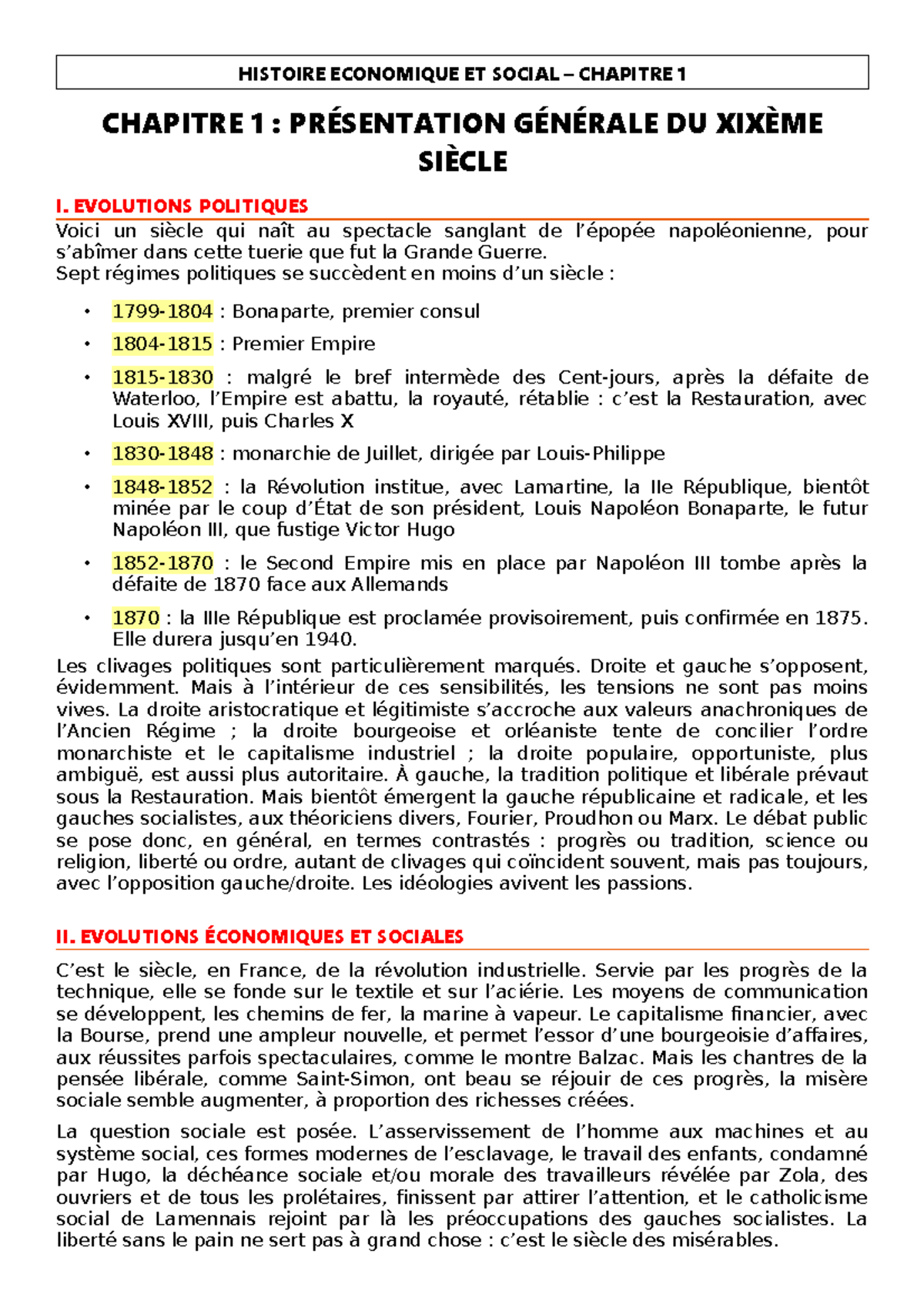 Chapitre 1 - Histoire Economique ET Social - HISTOIRE ECONOMIQUE ET ...