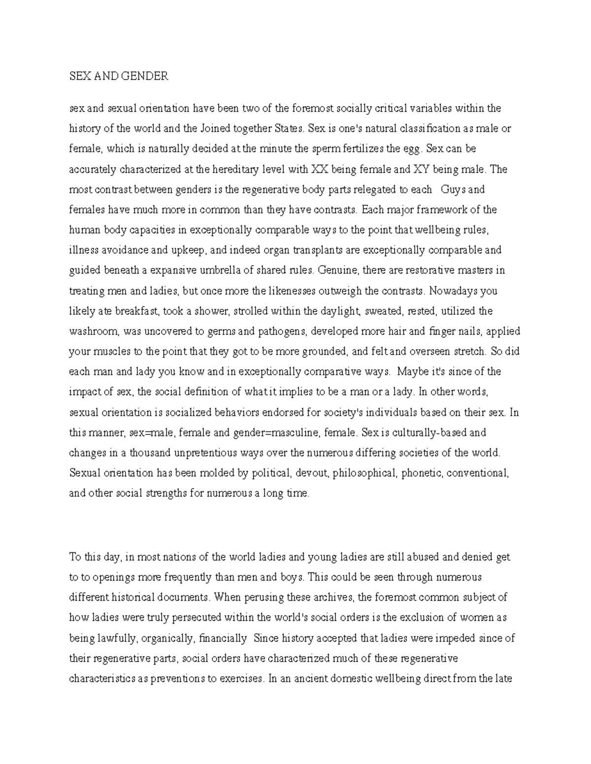 Note sos 7 - SEX AND GENDER - SEX AND GENDER sex and sexual orientation ...