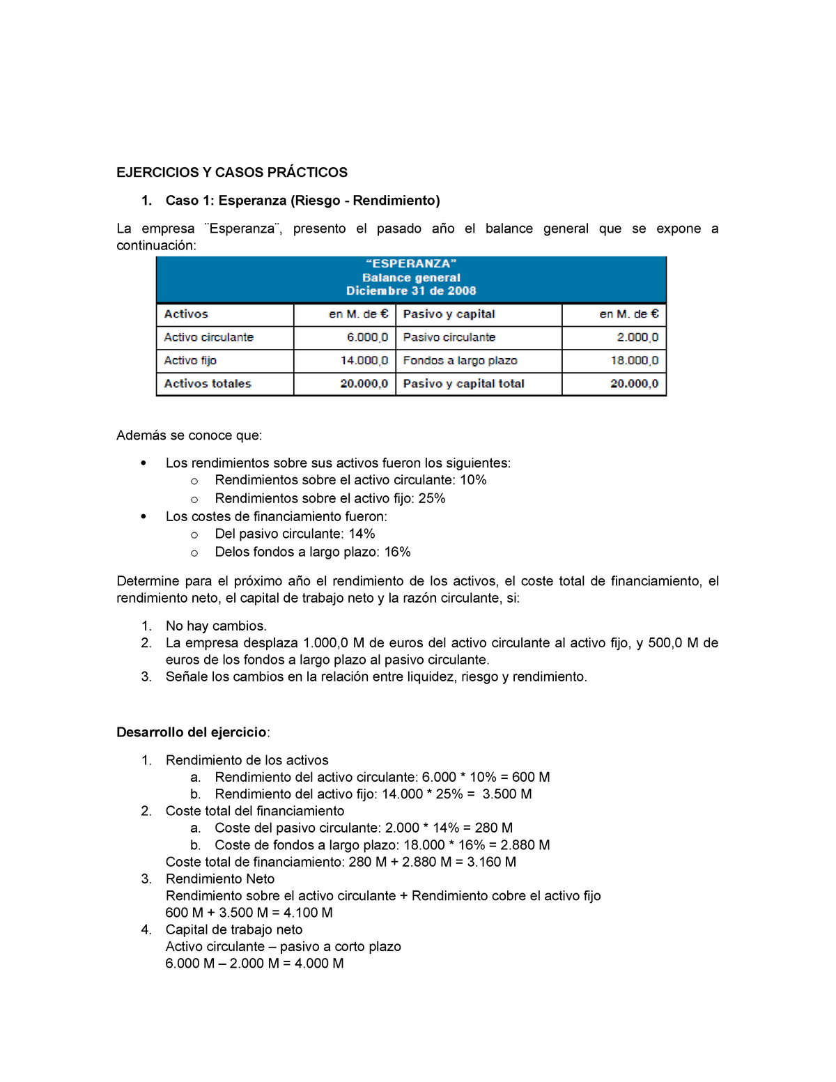 Finanzas - Ejercicios - EJERCICIOS Y CASOS PRÁCTICOS 1. Caso 1 ...