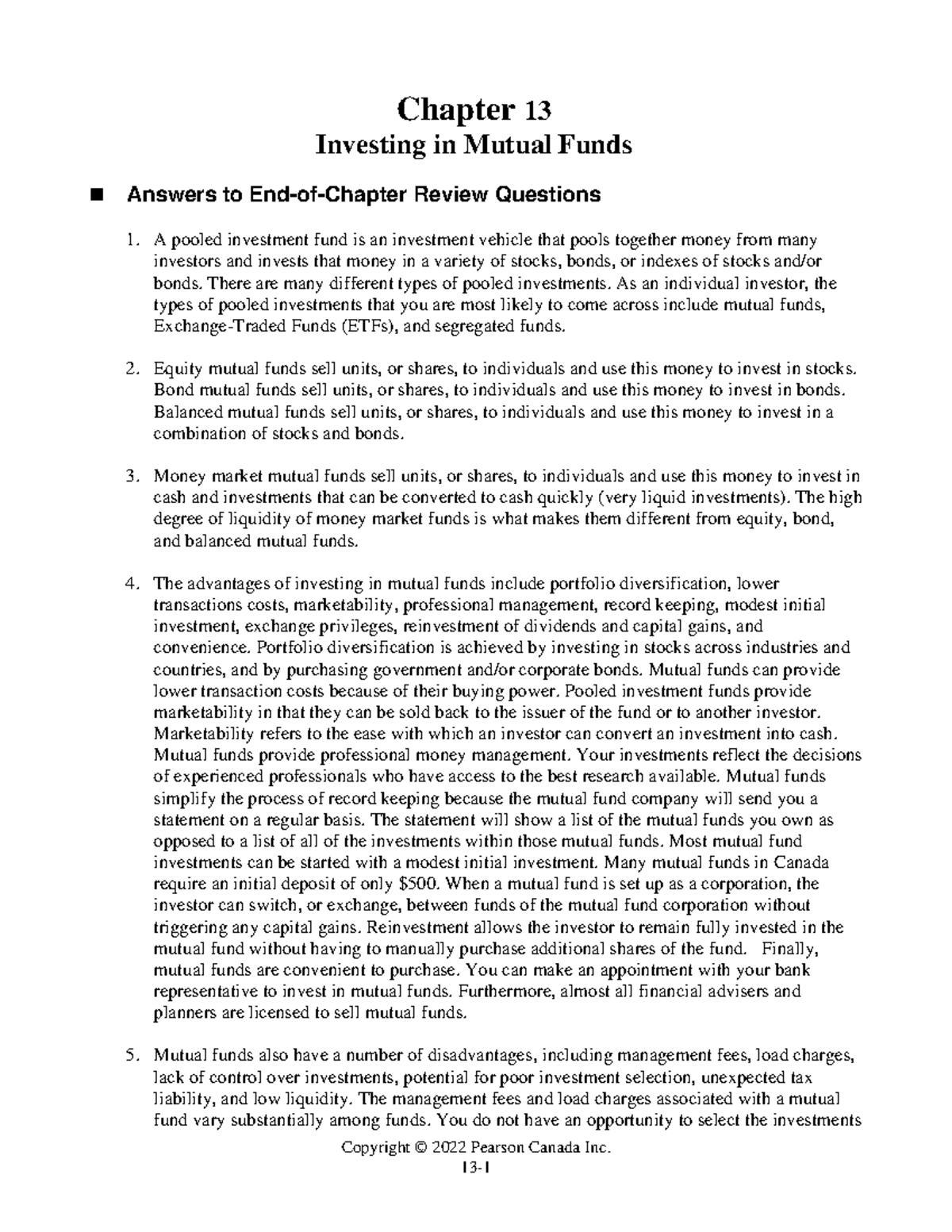 Chapter 13 Solutions - Copyright © 2022 Pearson Canada Inc. Chapter 13 ...