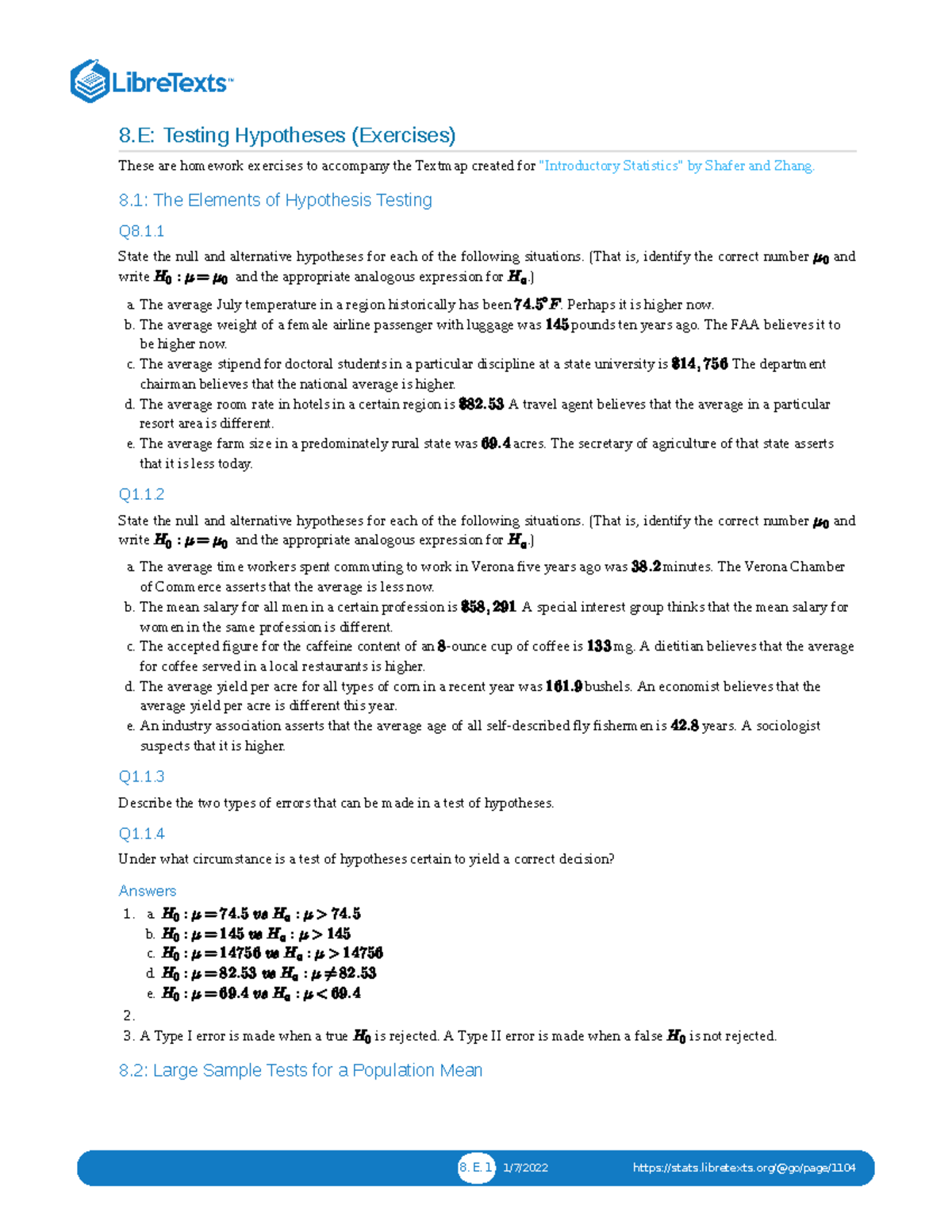 hypothesis testing exercises and solutions