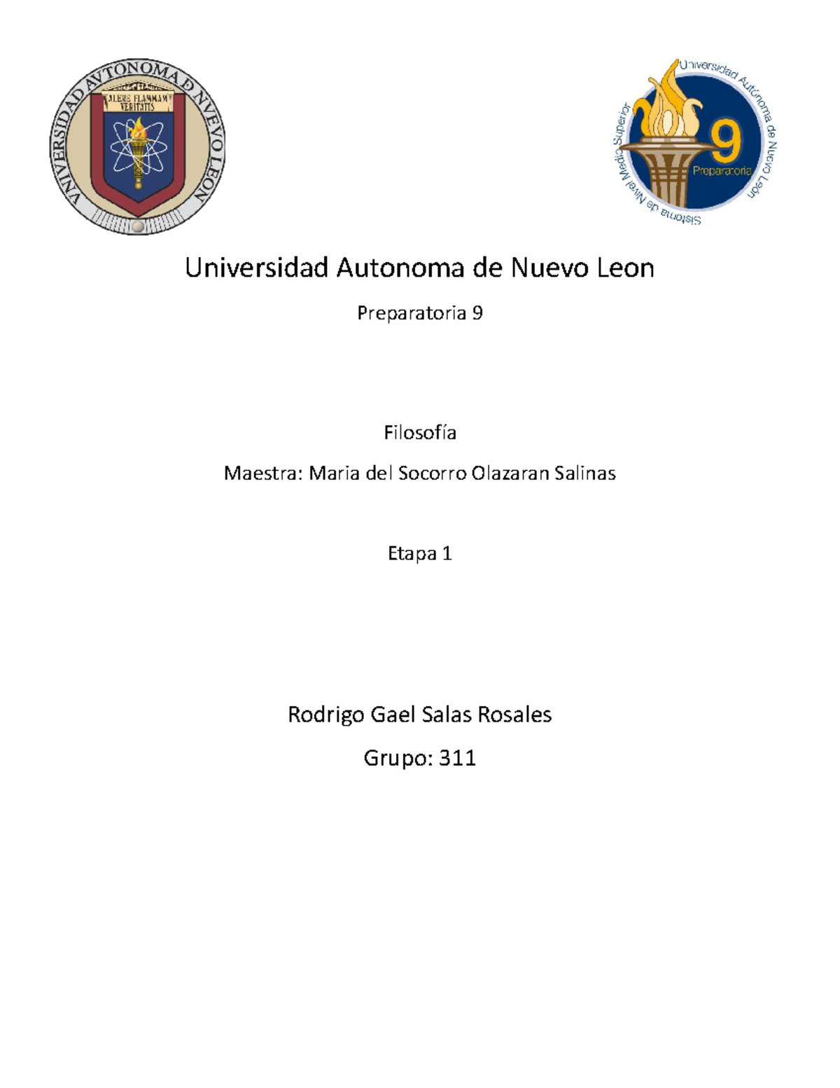 Etapa 1 - Evidencia - Universidad Autonoma de Nuevo Leon Preparatoria 9 ...