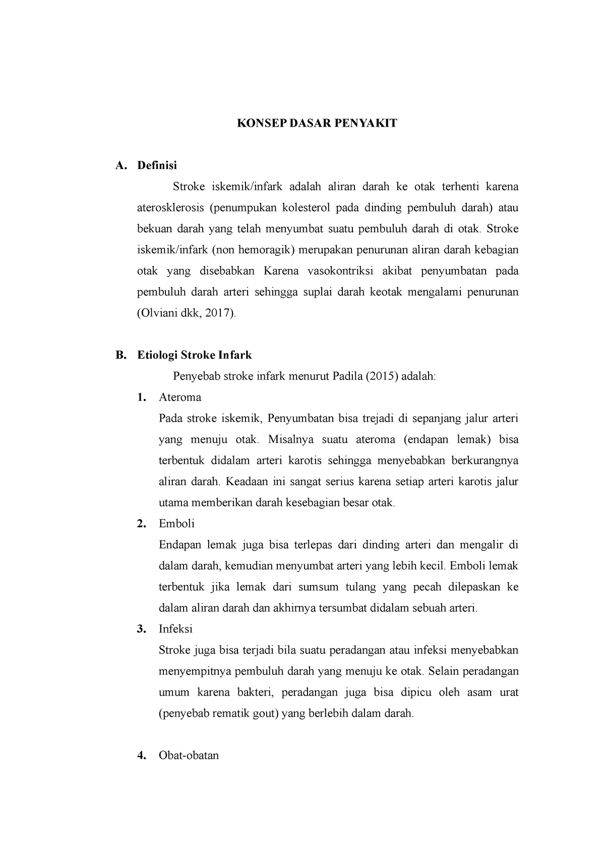 Laporan Pendahuluan Stroke Infark - KONSEP DASAR PENYAKIT A. Definisi ...