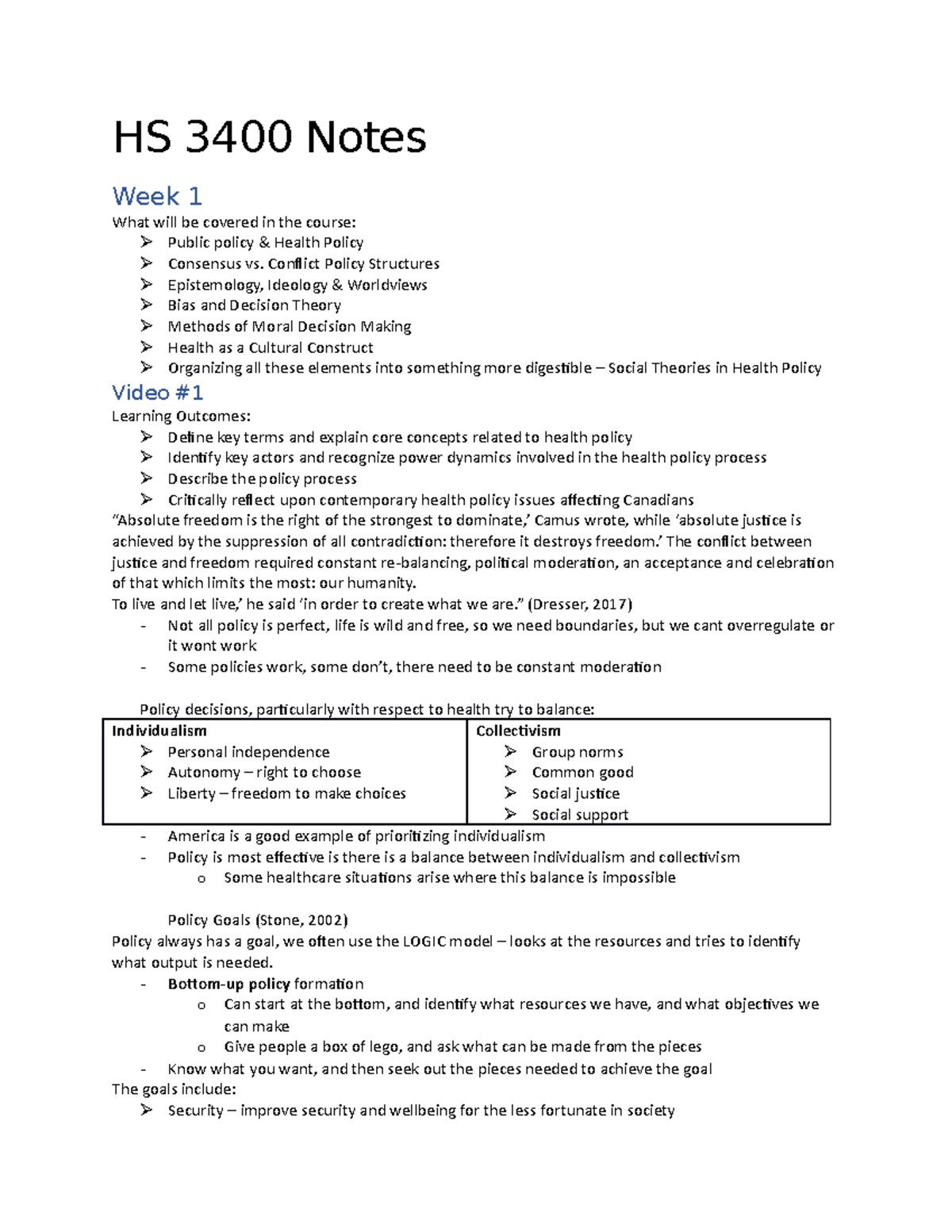 HS 3400 Notes - 5 Case Recaps Based On Lectures - HS 3400 Notes Week 1 ...