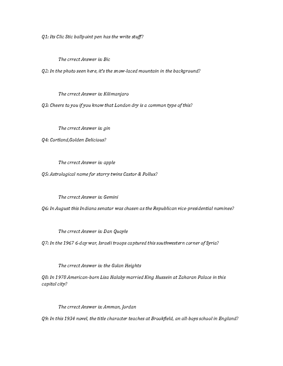 1 Test Prep for EGFX - GOOD - Q1: Its Clic Stic ballpoint pen has the write stuff? The crrect ...