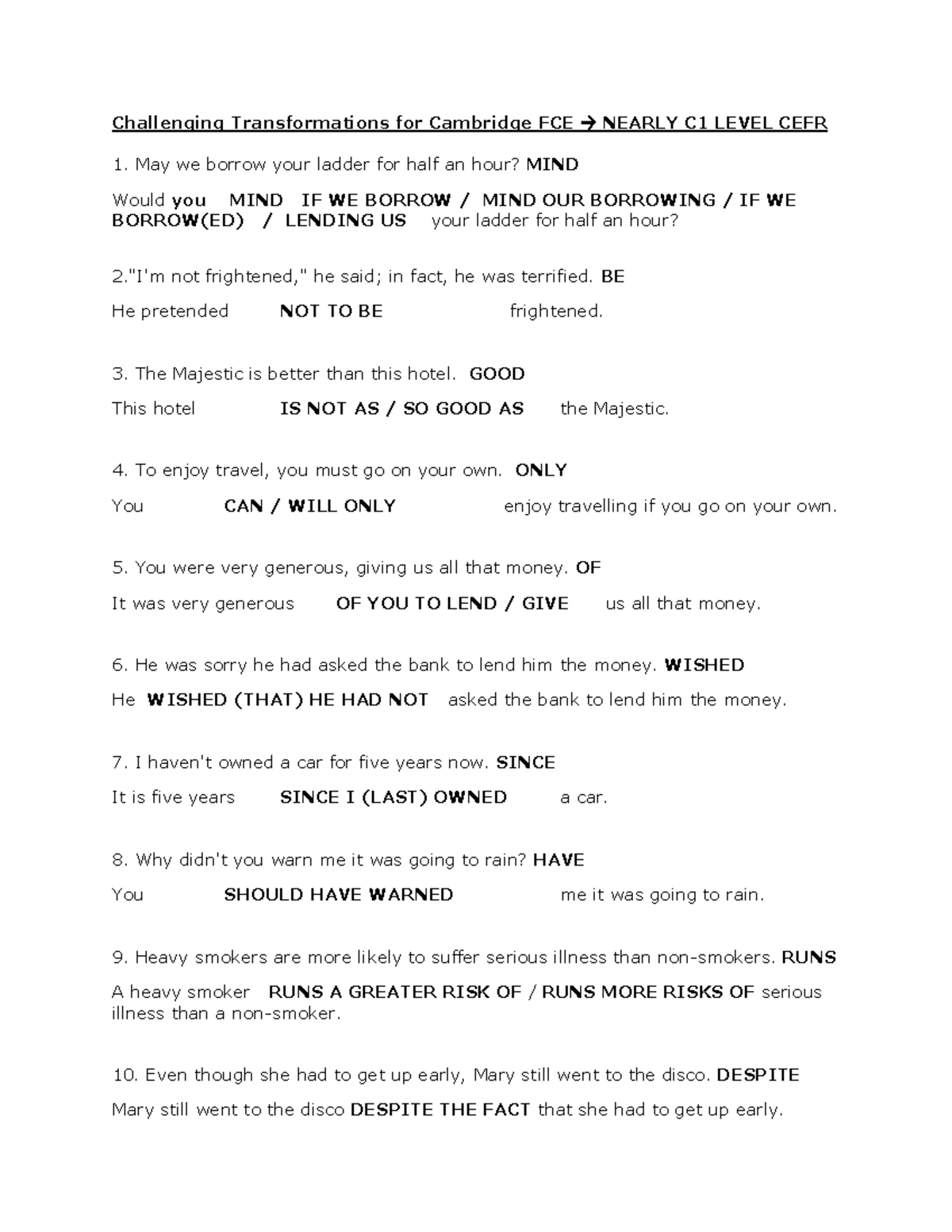 Transformation tests - good luck - Challenging Transformations for ...