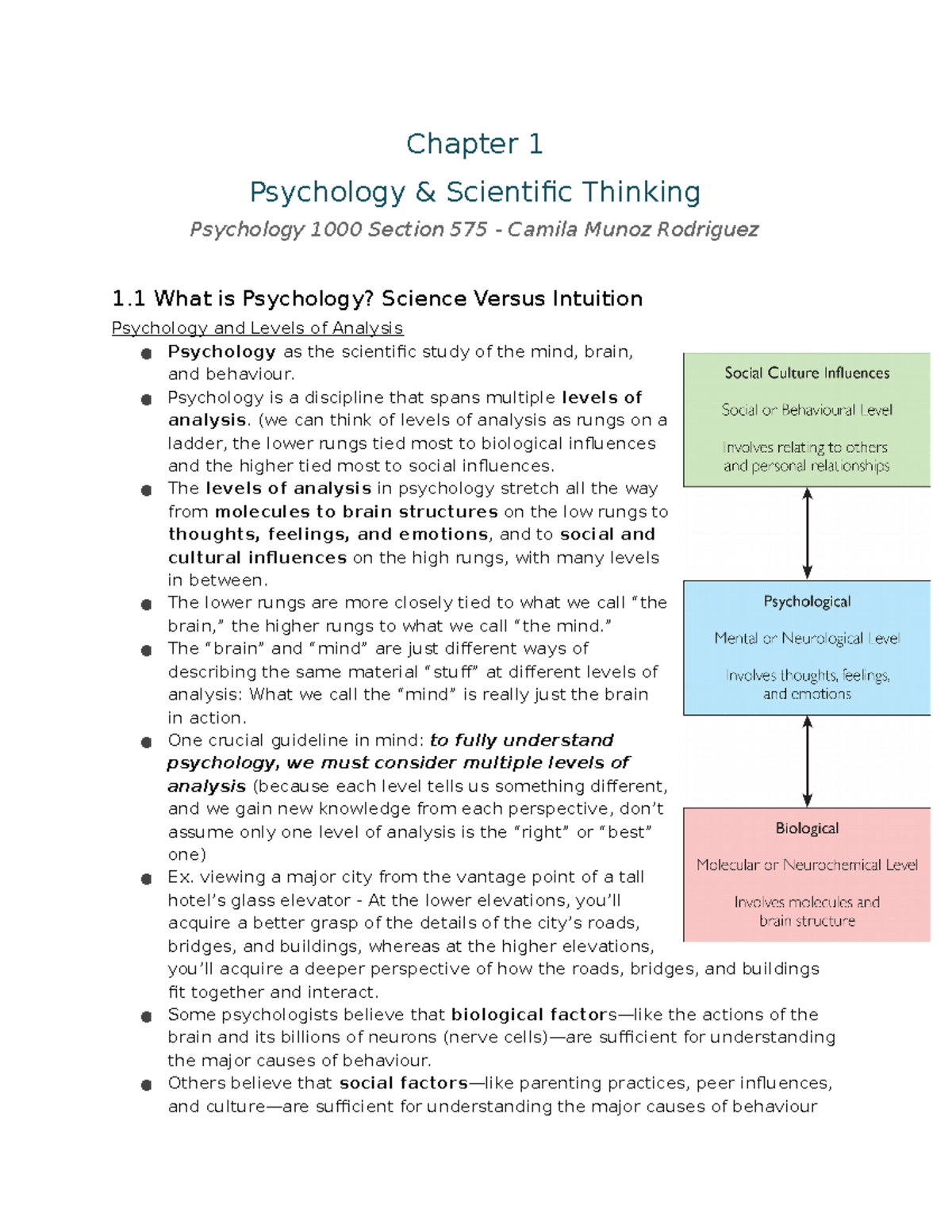 Chapter 1 Psych 1000 - Chapter 1 Psychology & Scientific Thinking ...
