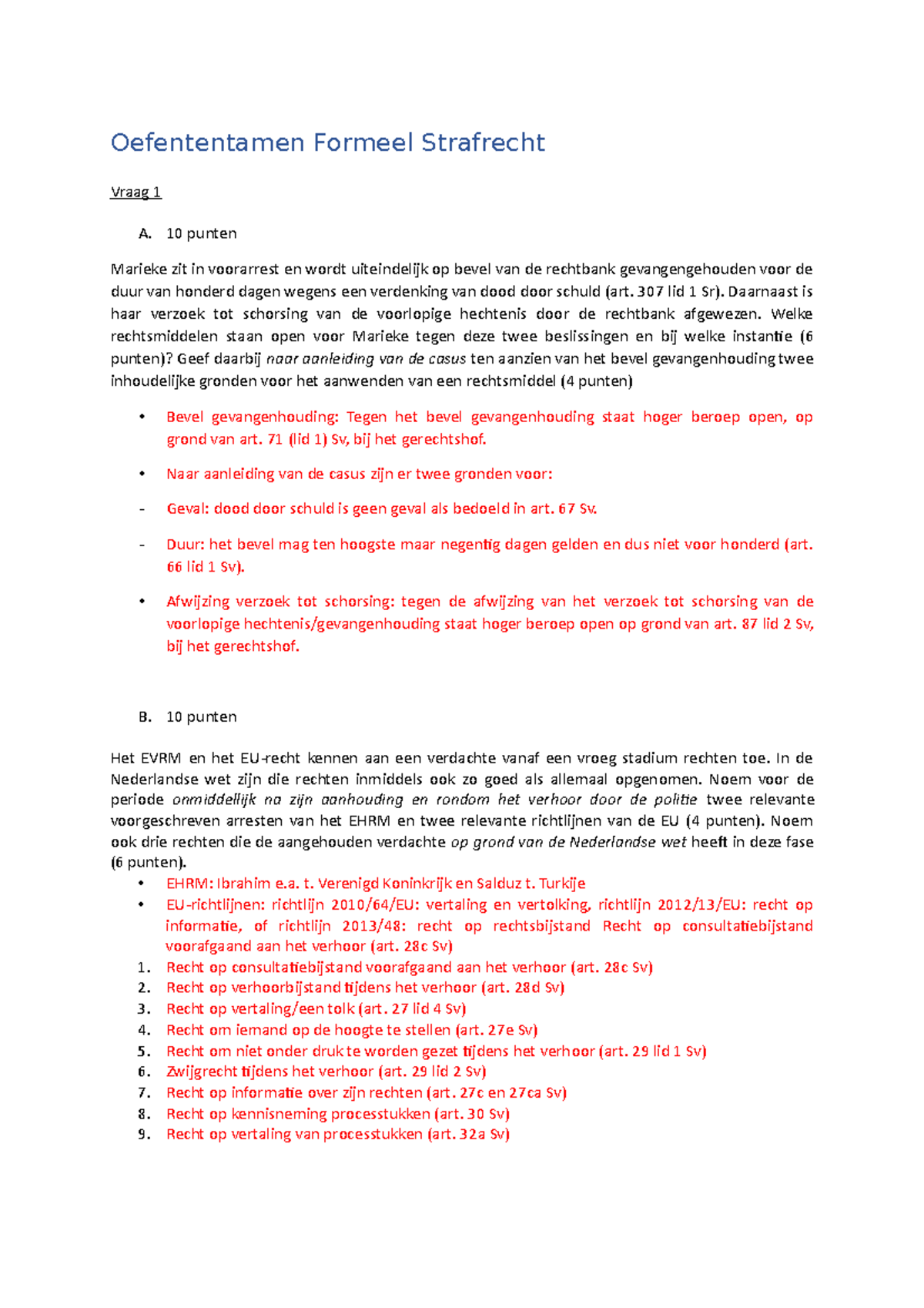 Oefententamen Formeel Strafrecht 2022 - Oefententamen Formeel ...