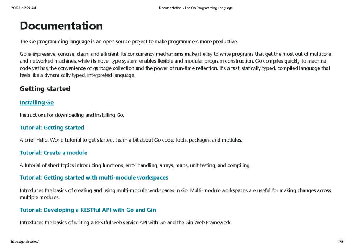 Documentation - The Go Programming Language - Documentation The Go ...