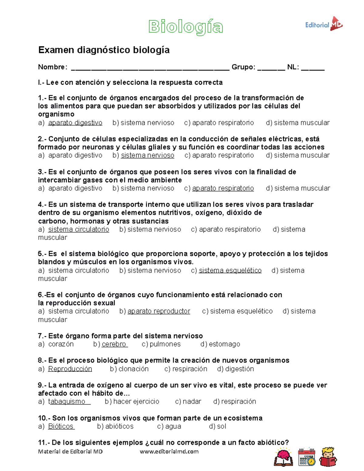 Examen Diagnostico Biolog¡a - Biología Examen Diagnóstico Biología ...