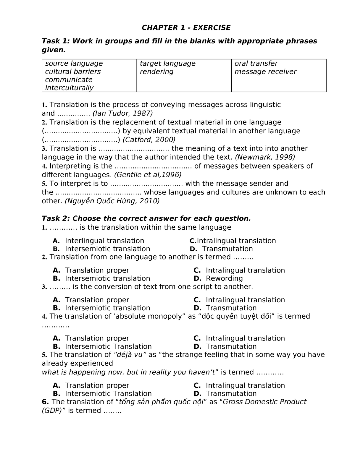 509757914-Chapter-1 - english - CHAPTER 1 - EXERCISE Task 1: Work in ...