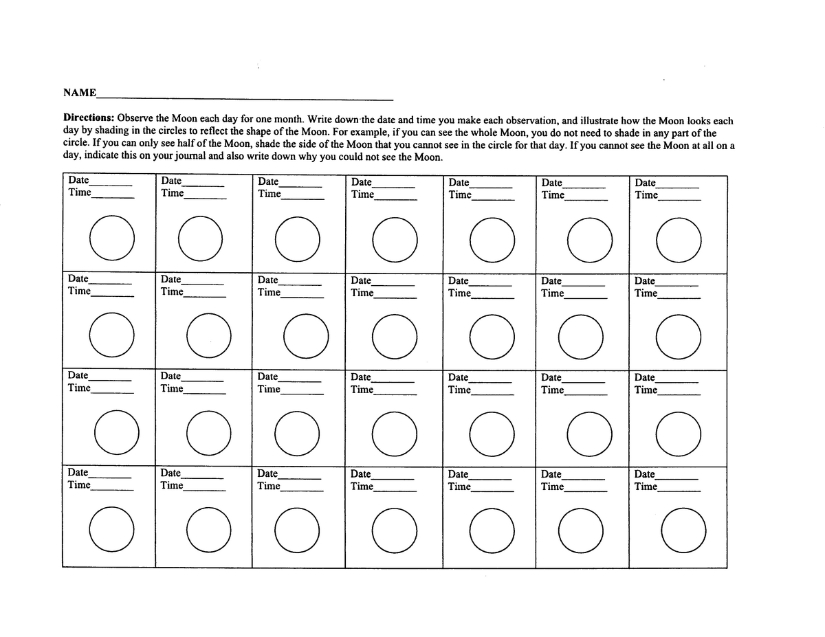 Moon Observation Worksheet-1 - EARS 05 - Studocu