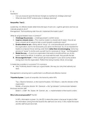 Non-Profits Test 2 - all lecture notes for test 2. Dr. Clerkin.