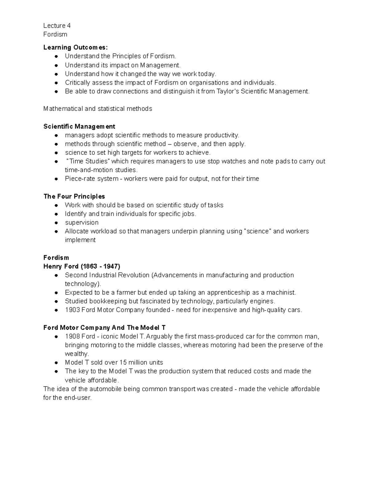 Fordism - Understand its impact on Management. Understand how it ...