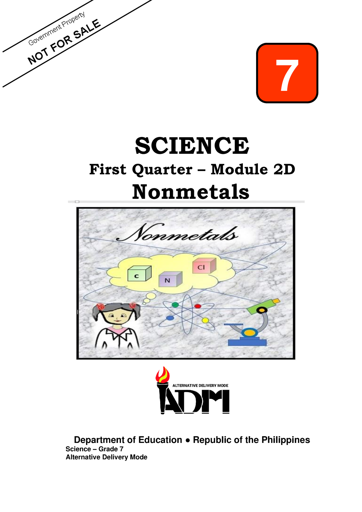 Science 7 Q1 Mod2D Nonmetals Version 3   SCIENCE First Quarter   Module