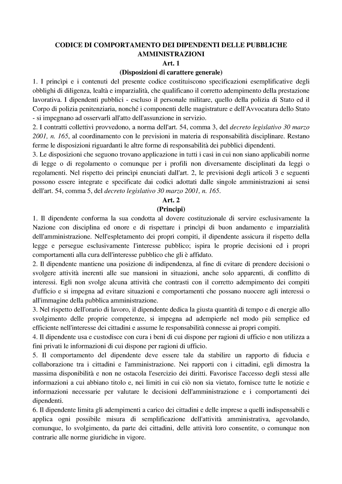 Codice Di Comportamento - CODICE DI COMPORTAMENTO DEI DIPENDENTI DELLE ...