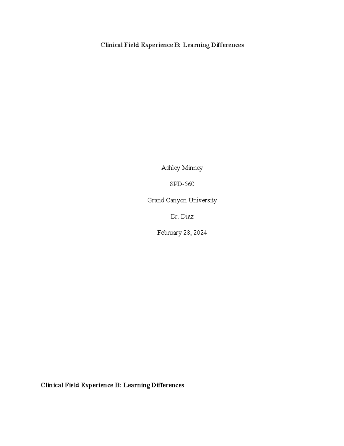 Donedoneclinical Field Experience B - Clinical Field Experience B ...