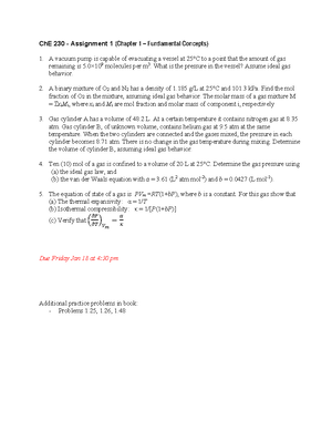 CHE 230 HW-3 Chemical Reaction Calculations - CHE 230 HW-3: Chemical ...