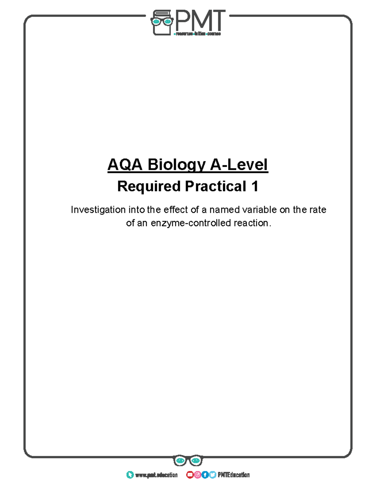 RP 01 - Rate of an Enzyme Controlled Reaction - AQA Biology A-Level ...
