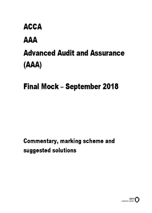 AAA- Past paper March 2020 Answers - Answers Strategic Professional ...
