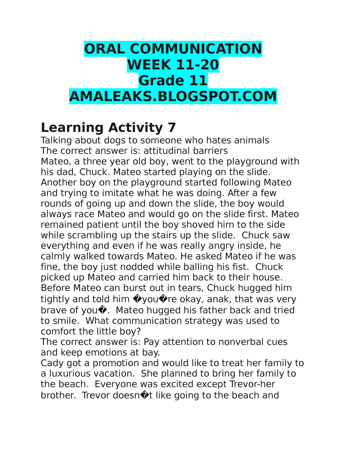 [ Amaleaks. Blogspot.COM] Oral Communication Grade 11 Week 11-20 - ORAL ...