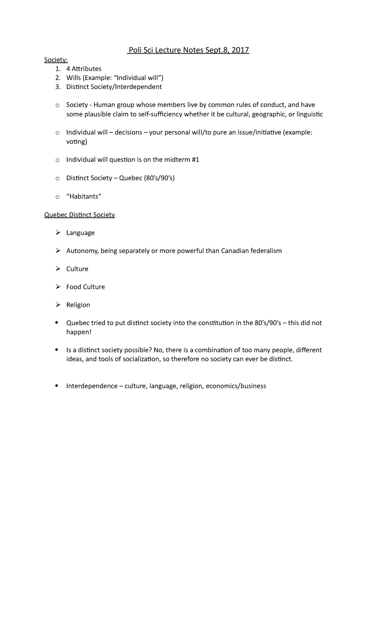 Poli Sci Lecture Notes - 4 Attributes 2. Wills (Example: “Individual ...