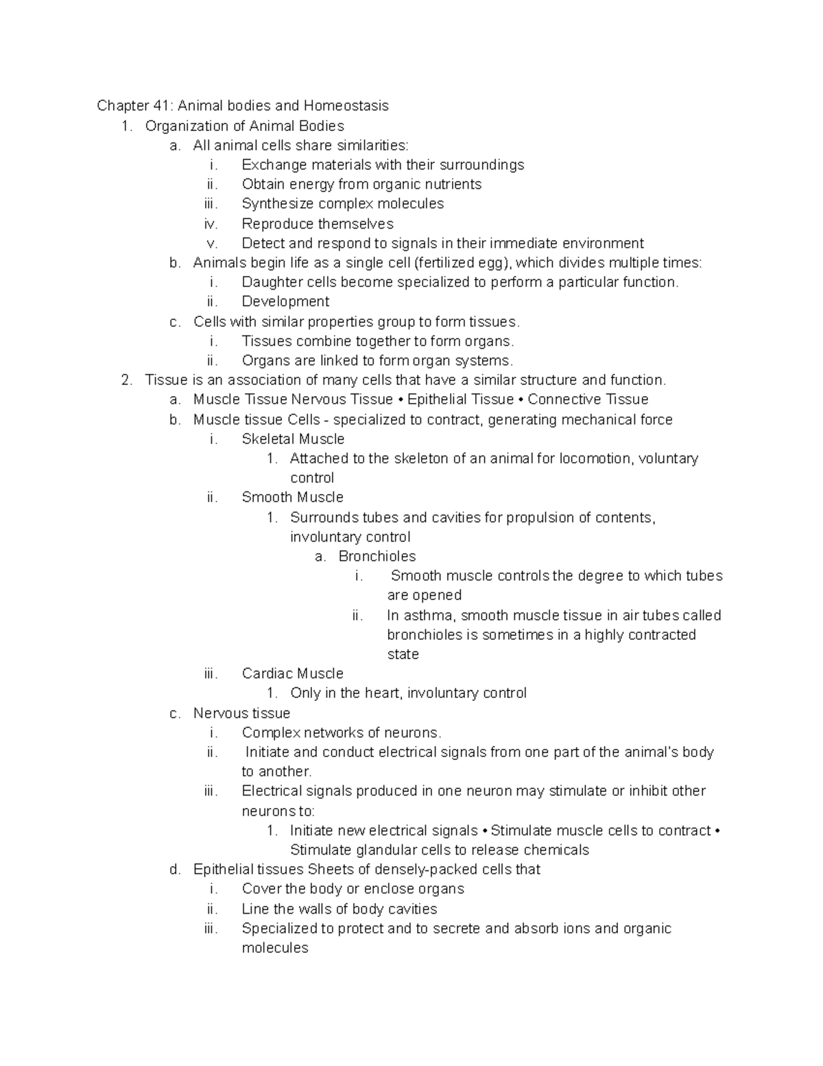 BIO-chapter 41 - Notes on Chapter 41: Professor Polle - Chapter 41 ...