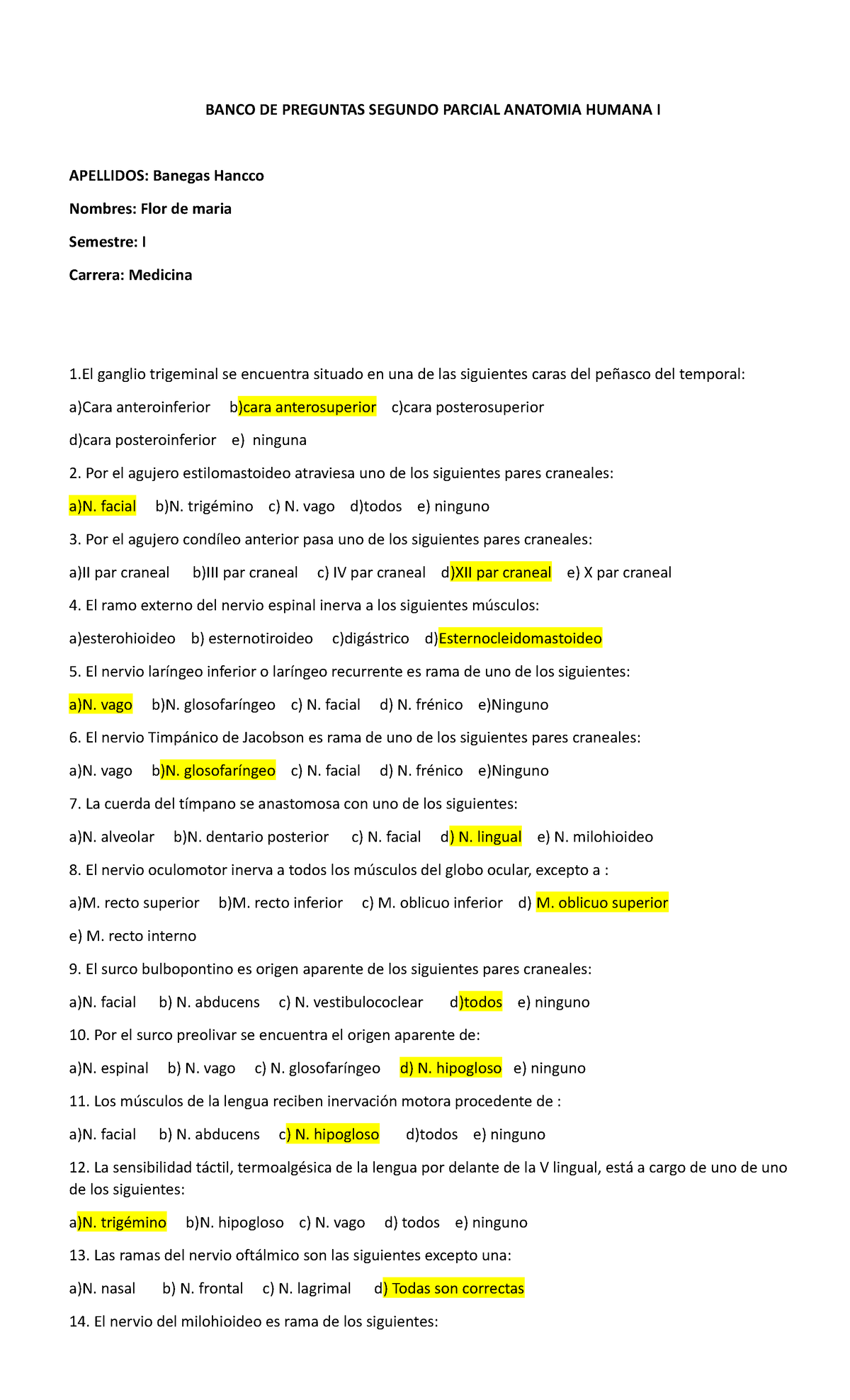 Banco DE Preguntas 2° Parcial Anatomia I Preguntas - BANCO DE PREGUNTAS ...