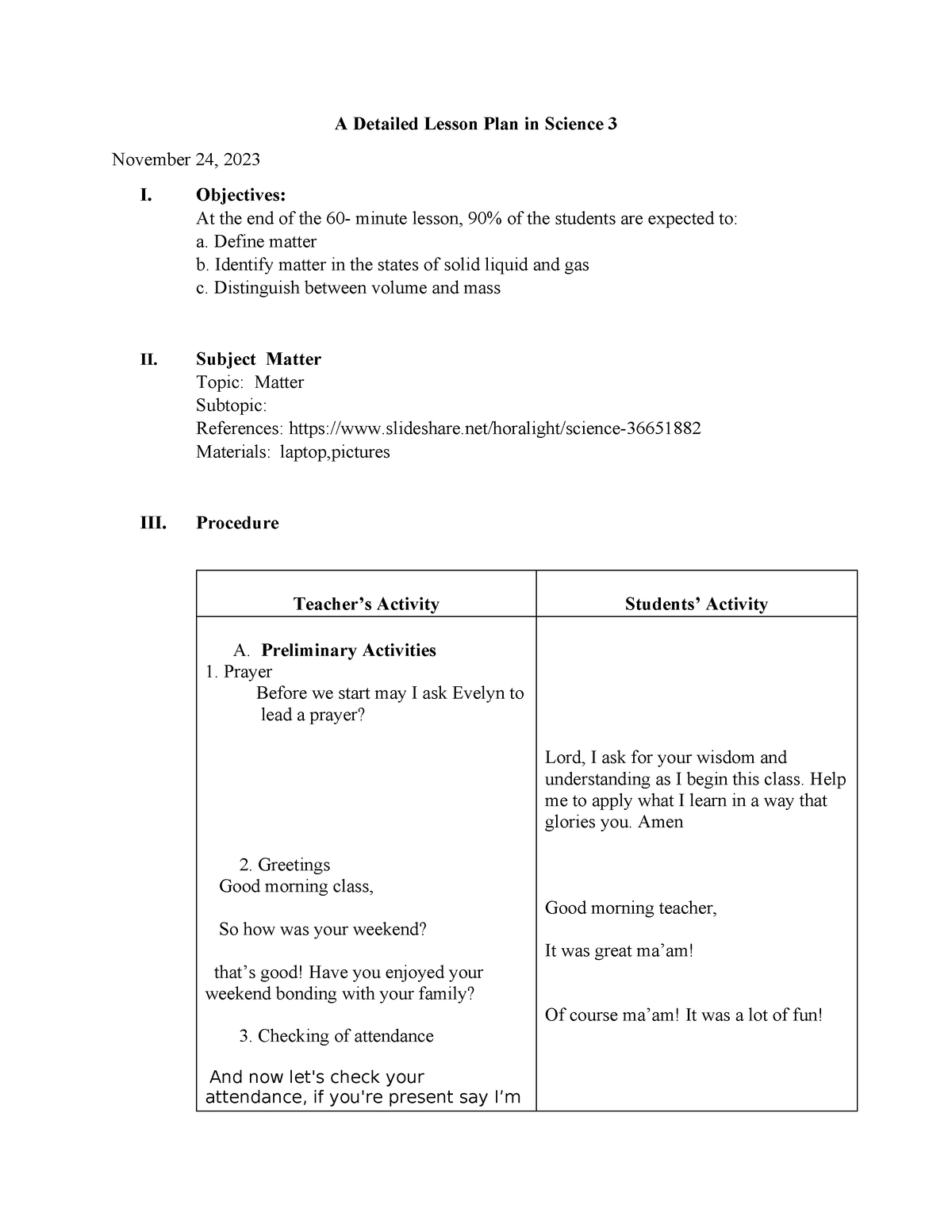 Rose - detailed lesson plan - A Detailed Lesson Plan in Science 3 ...