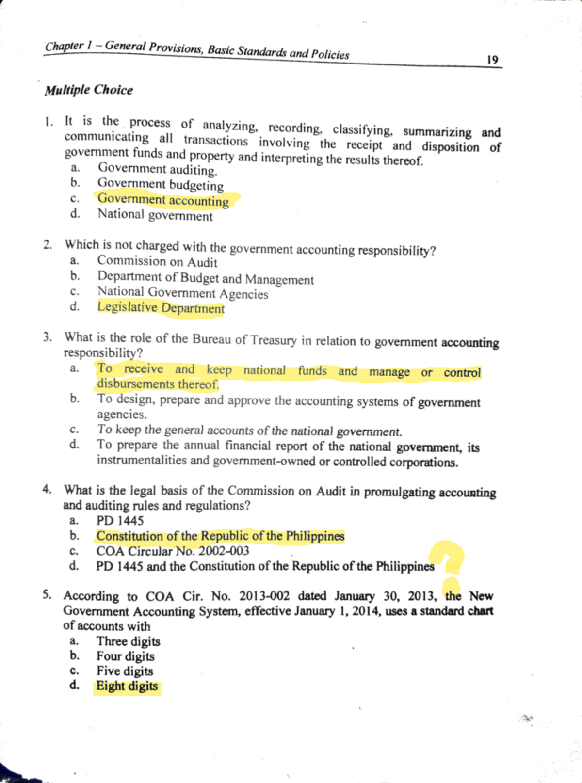 Chapter 1- MCQ (with Answer) - Basic Accounting - Studocu