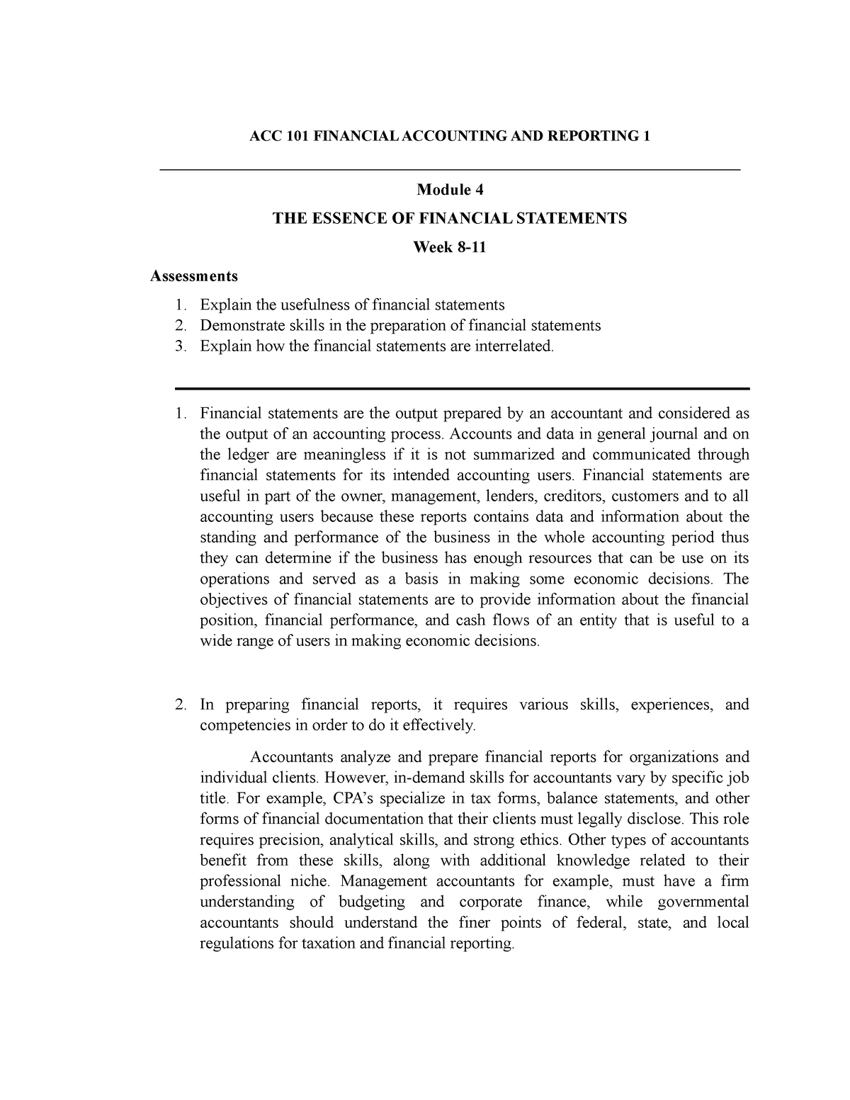 ACC101Module 04 - Activity In Accounting - ACC 101 FINANCIAL ACCOUNTING ...