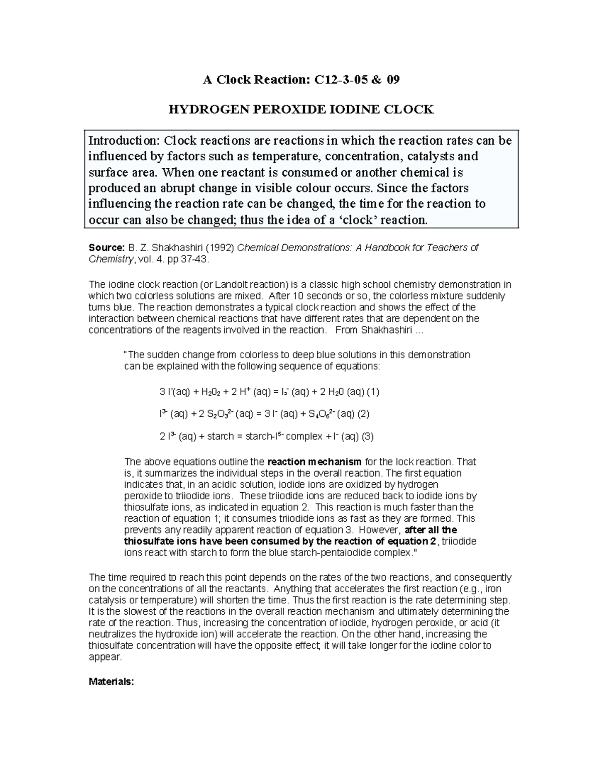 A Clock Reaction C12305 & 09 A Clock Reaction C12305 & 09