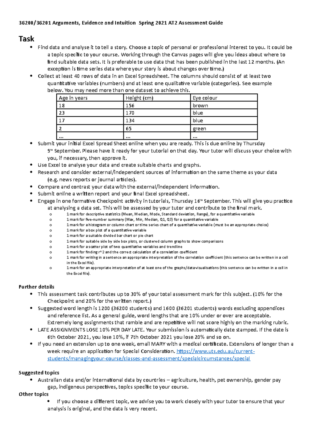 AT2 Assessment Guide-3 - Task Find data and analyse it to tell a story ...