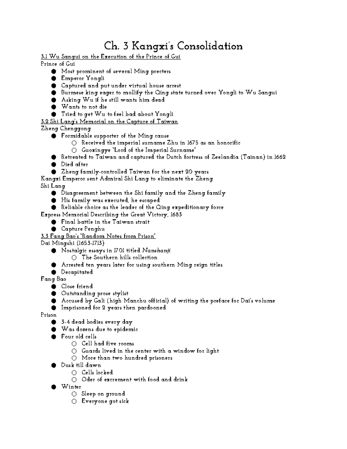 Ch. 3 Kangxi's Consolidation Ch. 3 Kangxi’s Consolidation 3 Wu Sangui