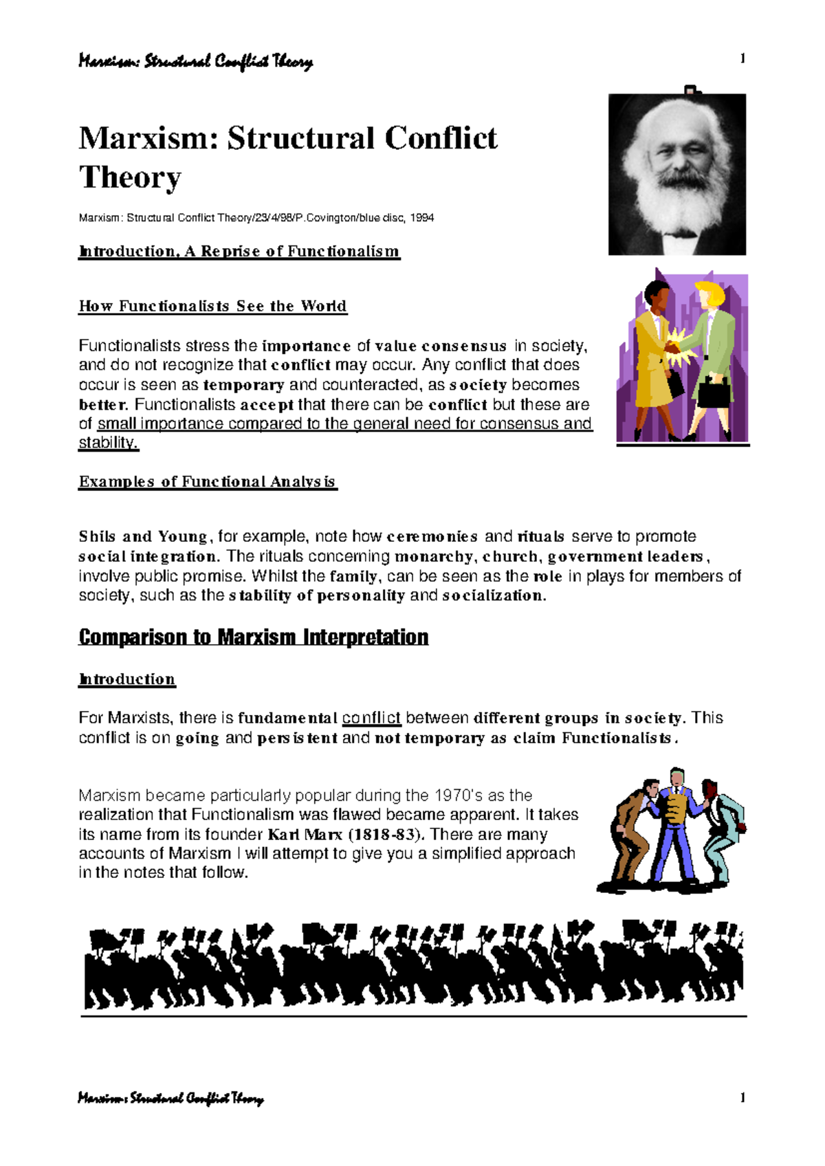 Pctmmarx - LECTURES - Marxism: Structural Conflict Theory Marxism ...