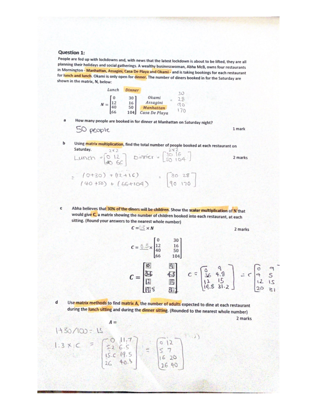 Question 1 VCE General Maths Studocu